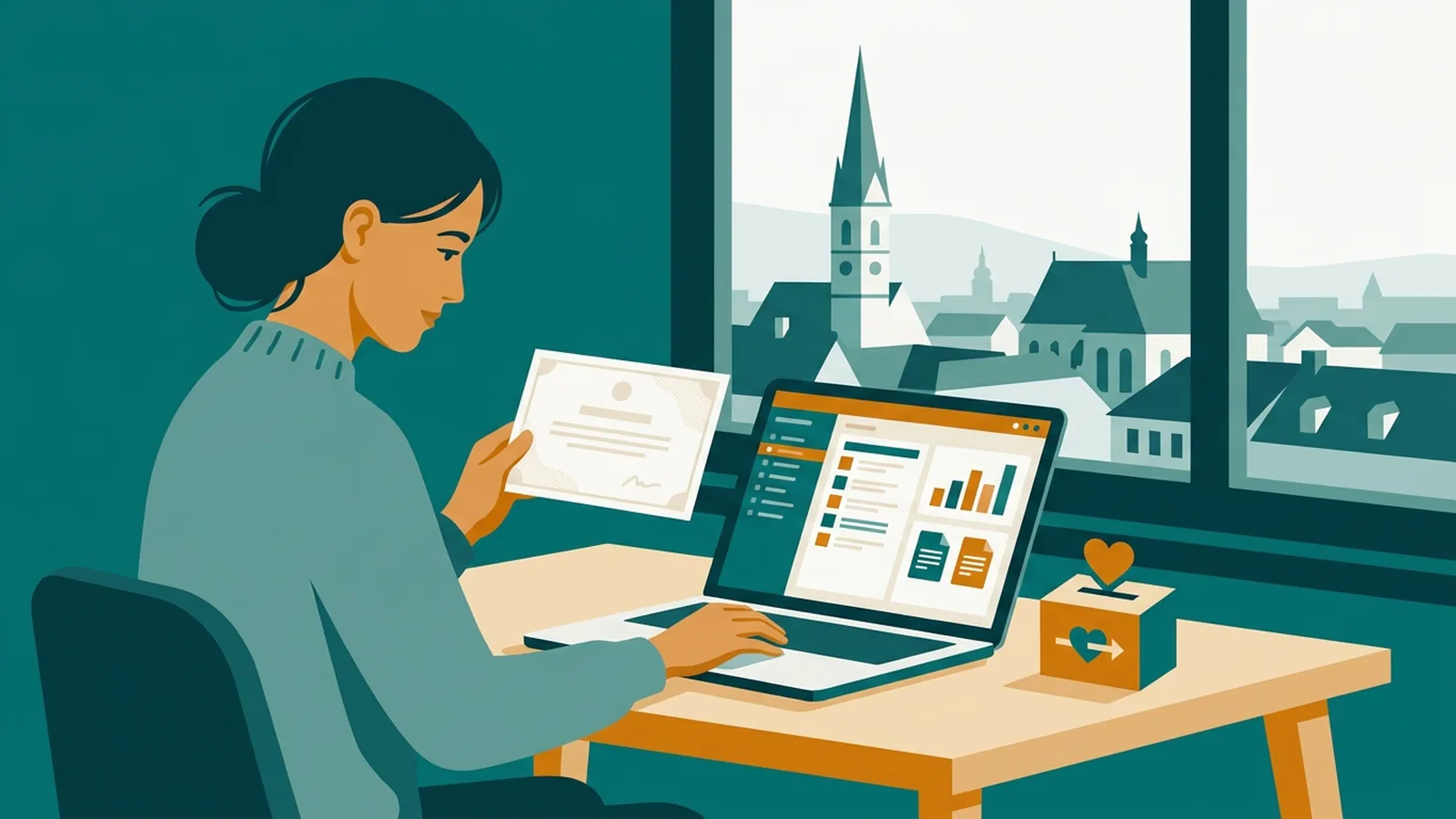 Spenden steuerlich absetzen — Illustration zu Spendenabsetzbarkeit und Steuererklärung in Österreich